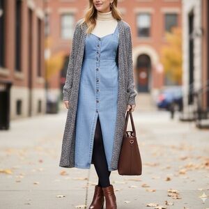 LOFT Chambray Light Blue Denim Dress. NWT size 10P